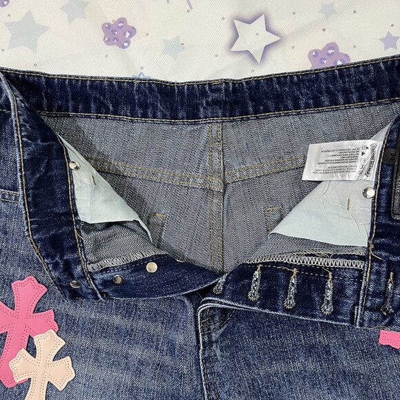Jeans With Chrome Hearts Cross Patchwork Trim - Picture 9 of 12